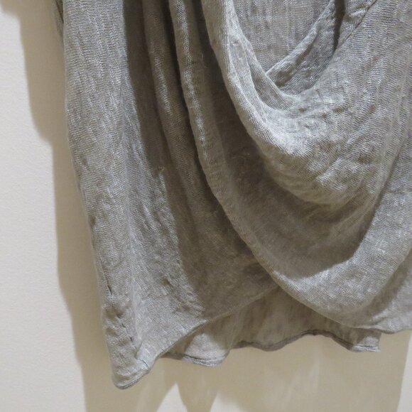 MARGARET O'LEARY 100% Linen Loose Fit Cowl Neck To Neutral Tan Beachy - Size S - Picture 5 of 12